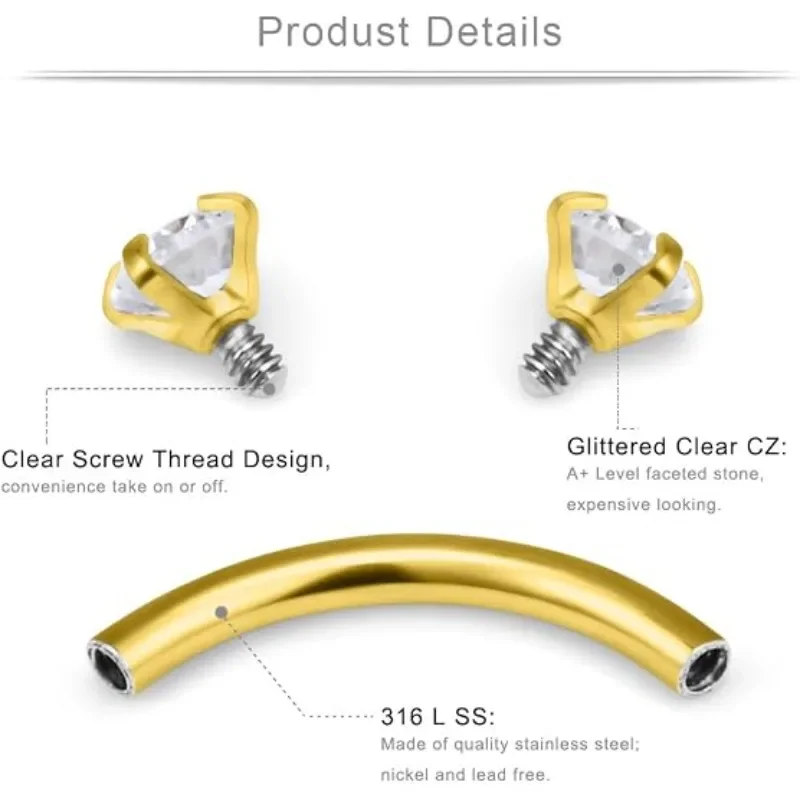 6Pairs 16G Piercing Jewelry Ro - Body Jewelry Surgical Steel ulasan dan harga