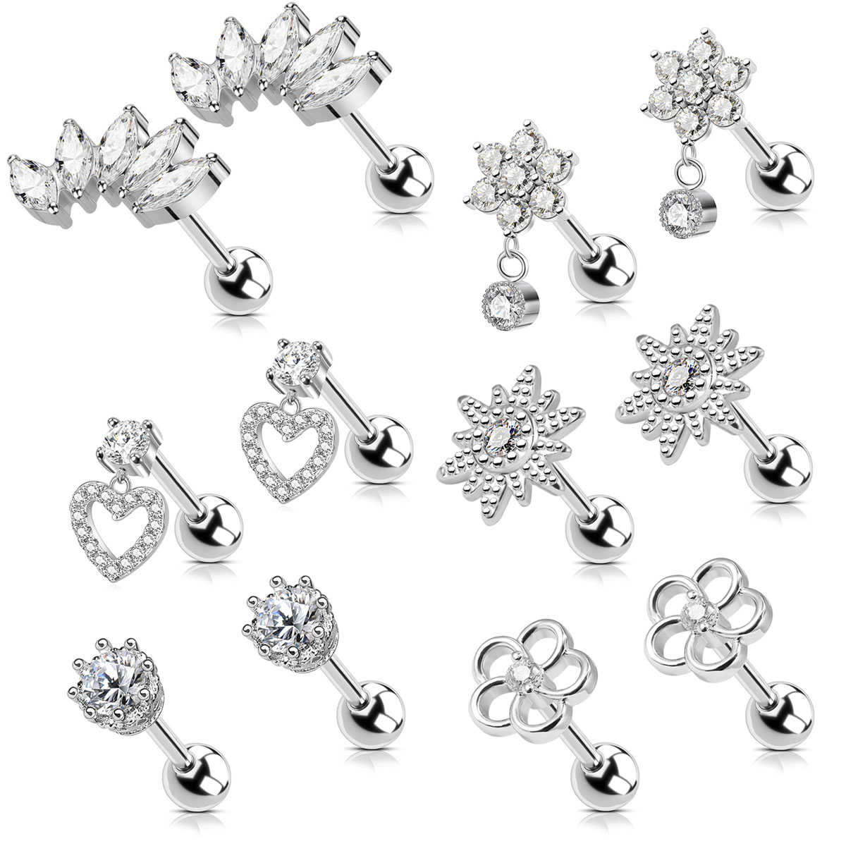 2pcs Cartilage Earrings Stud F - Body Jewelry Surgical Steel ulasan dan harga