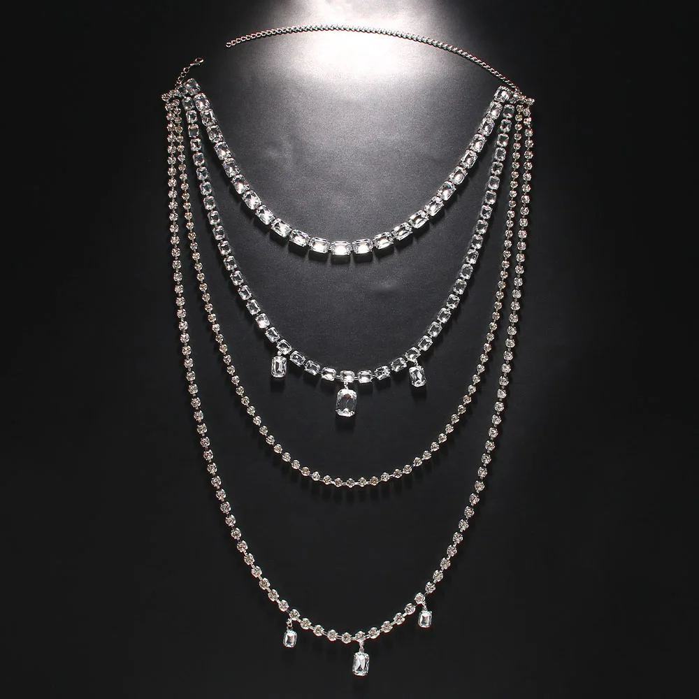 Shine Rhinestone Long Tassel B - Body Jewelry Necklace ulasan dan harga